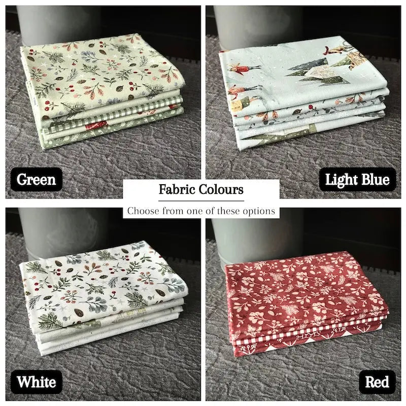 You will receive a wintery/Christmas pattern in the colour you select for your fabric
