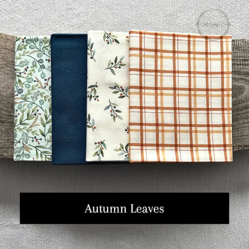 Fabric options for this sewing kit featuring an autumn fabric collection.