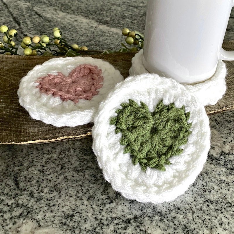 Crochet Heart Coaster Set | Finished Crochet Item - The Craft Shoppe Canada