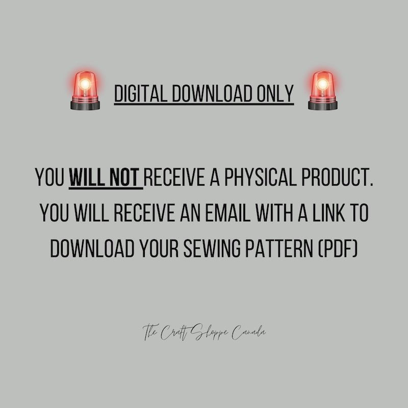A warning that this is a digital download only and that a finished item will not be sent - The Craft Shoppe Canada