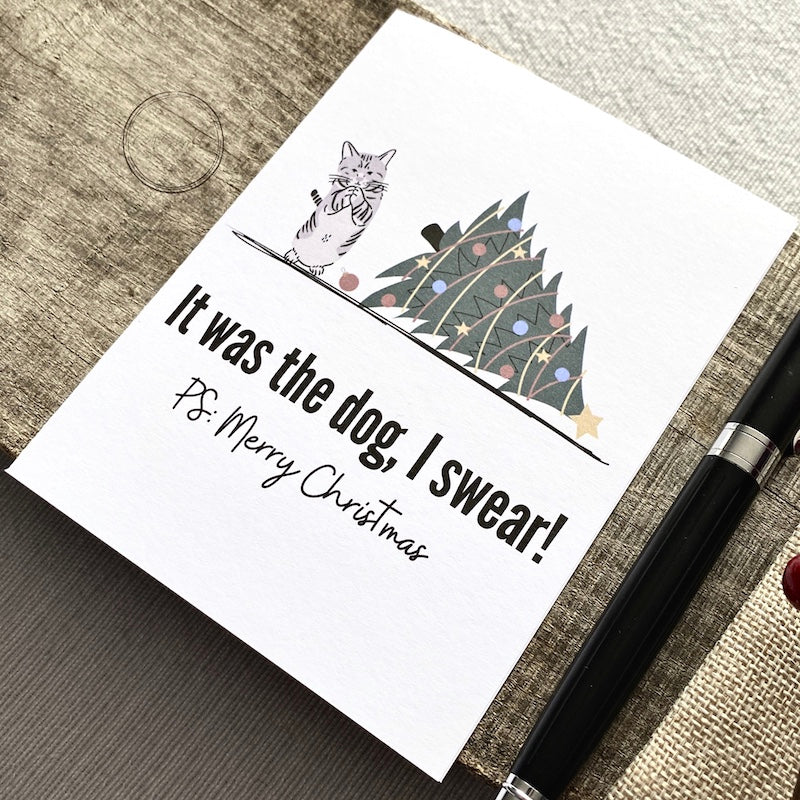 Funny Christmas Card with a Cat and Dog | Sarcastic Holiday Greeting