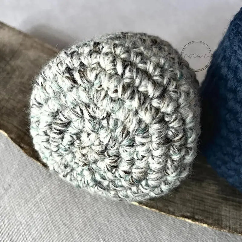 A detailed look at the bottom of the basket that was made from this crochet pattern.