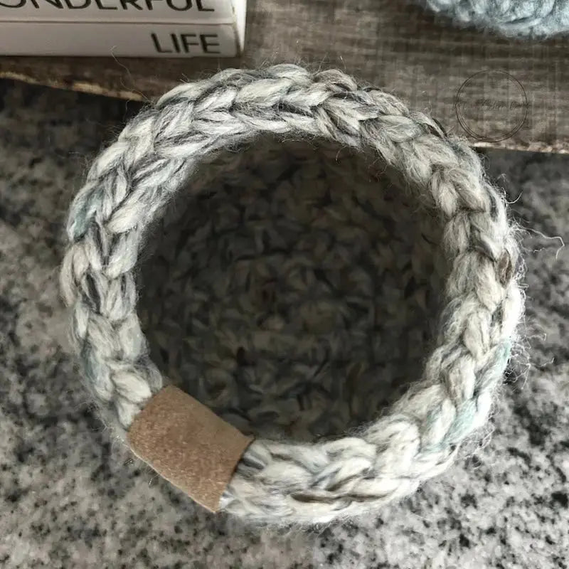 A look at the inside of the smallest crocheted basket to show how wide it is.
