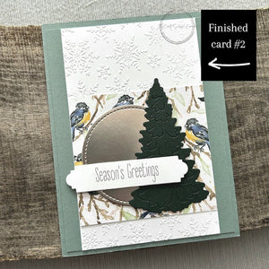 One of the 4 completed Christmas cards created from the kit, showcasing holiday-themed designs - The Craft Shoppe Canada