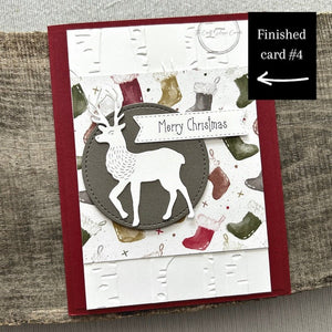 One of the 4 completed Christmas cards created from the kit, showcasing holiday-themed designs - The Craft Shoppe Canada