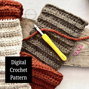 A step by step digital Crochet pattern that comes with detailed instructions to put together a chunky wool scarf for fall - The Craft Shoppe Canada