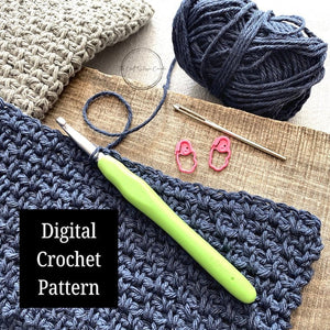 A step by step digital Crochet pattern that comes with detailed instructions to put together a set of washcloths and dishcloths - The Craft Shoppe Canada