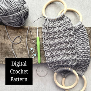 A step by step digital Crochet pattern that comes with detailed instructions, to put together a crochet tea towel holder - The Craft Shoppe Canada