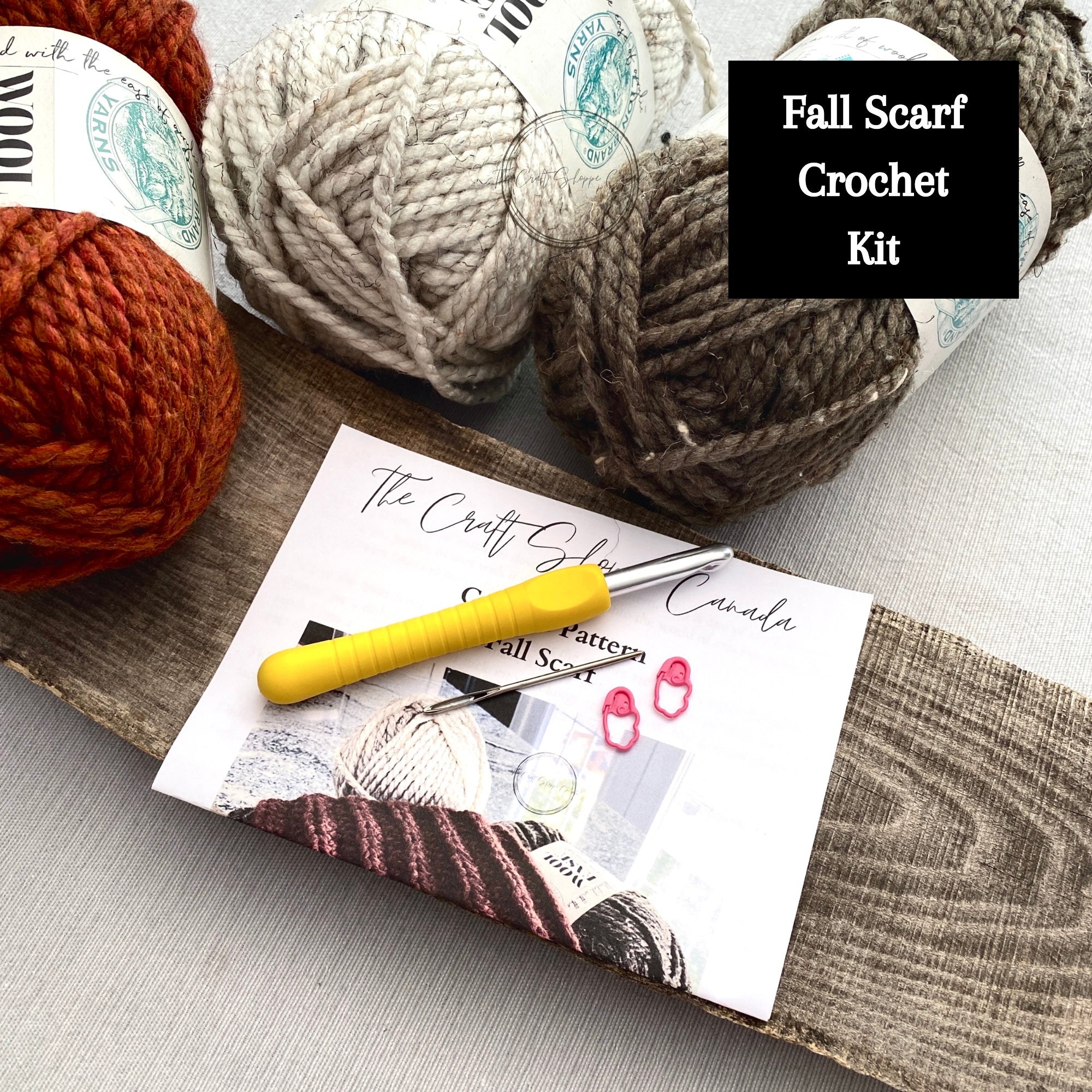 DIY Crochet Kit | Fall Autumn Scarf Project | Adult and Teen Craft Kit - The Craft Shoppe Canada