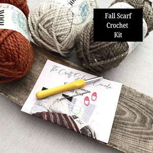 DIY Crochet Kit | Fall Autumn Scarf Project | Craft Kit - The Craft Shoppe Canada