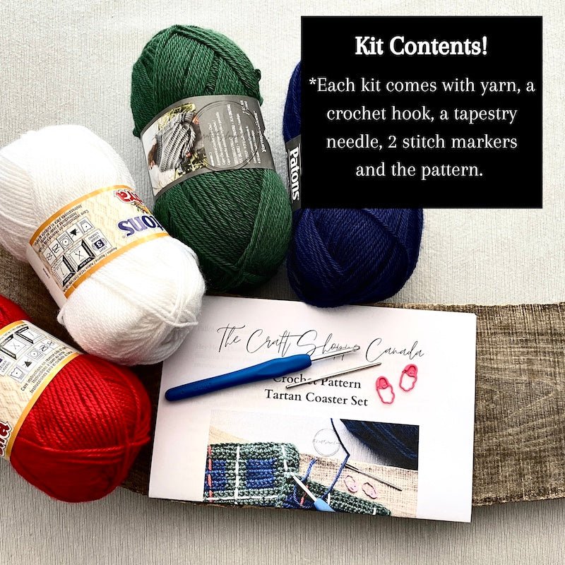DIY Crochet Kit | Scottish Coaster Project | Crochet Project Bag - The Craft Shoppe Canada
