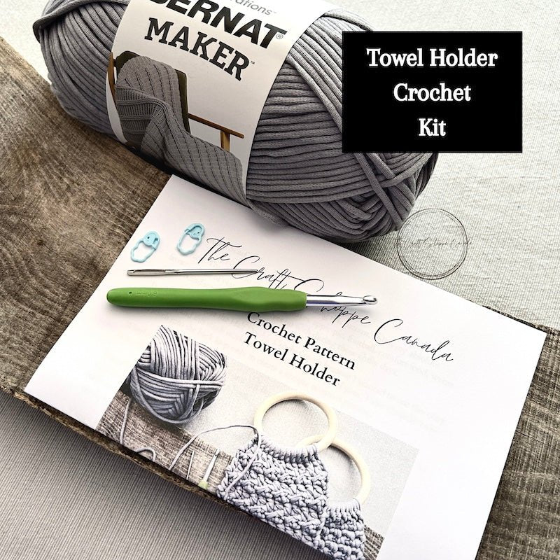 DIY Crochet Kit | Tea Towel Holder Project | Craft Kit for a Rainy Day - The Craft Shoppe Canada