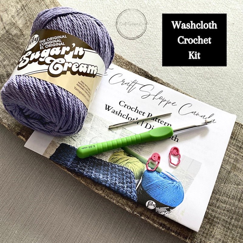 DIY Crochet Kit | Washcloth Dishcloth Project | Adult and Child Craft Kit - The Craft Shoppe Canada