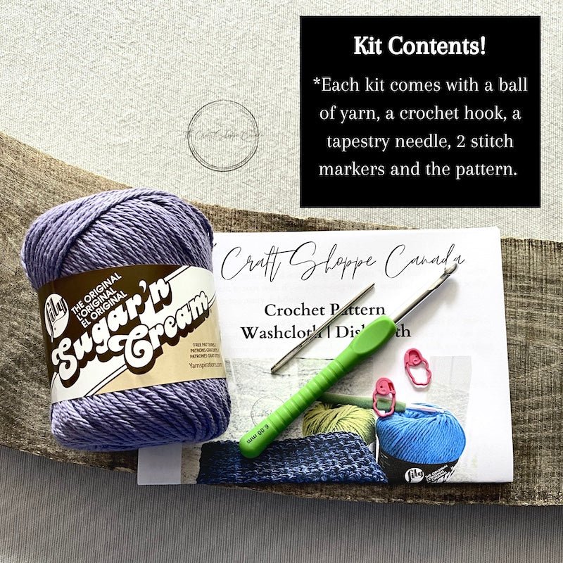 DIY Crochet Kit | Washcloth Dishcloth Project | Adult and Child Craft Kit - The Craft Shoppe Canada