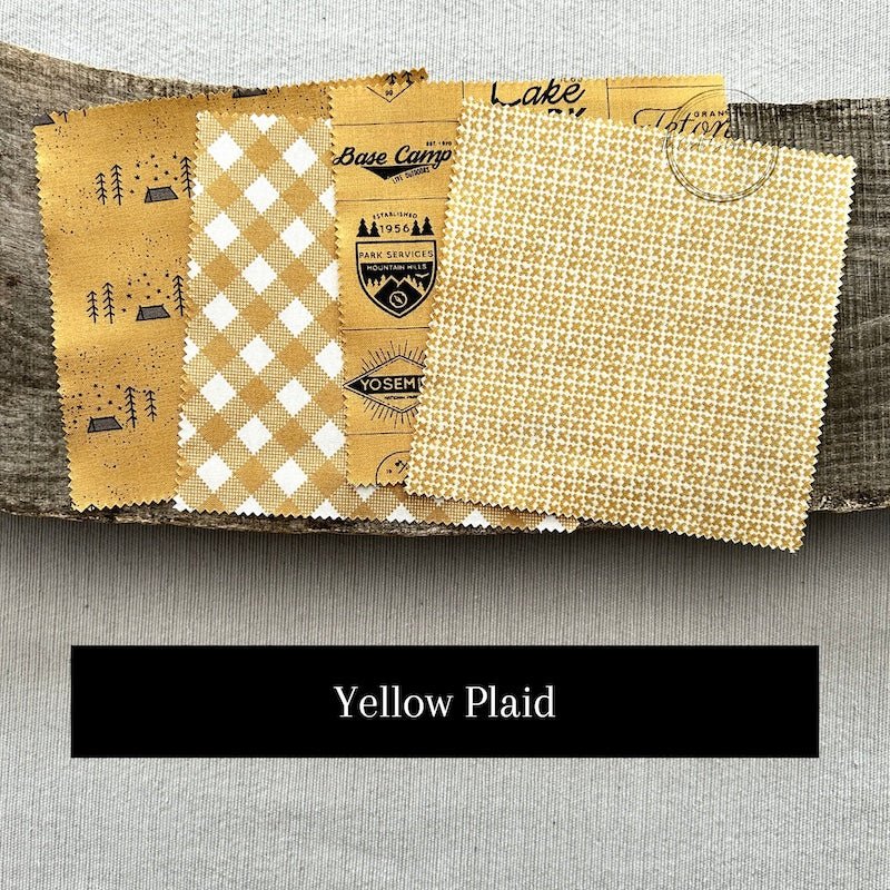 Fabric options for this DIY sewing kit featuring plaid pattern pattern of yellow and black colours - The Craft Shoppe Canada