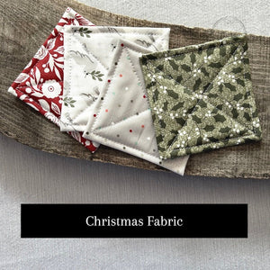 One of the fabric options for the kit. This fabric pattern shows a Christmas fabric set - The Craft Shoppe Canada