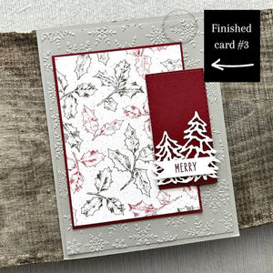 One of the 4 completed Christmas cards created from the kit, showcasing holiday-themed designs - The Craft Shoppe Canada