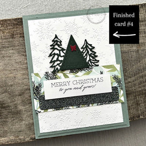 One of the 4 completed Christmas cards created from the kit, showcasing holiday-themed designs - The Craft Shoppe Canada