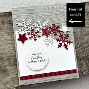 One of the 4 completed Christmas cards created from the kit, showcasing holiday-themed designs - The Craft Shoppe Canada