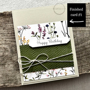 One of the 4 completed birthday cards created from the kit, showcasing festive birthday sentiments and designs - The Craft Shoppe Canada