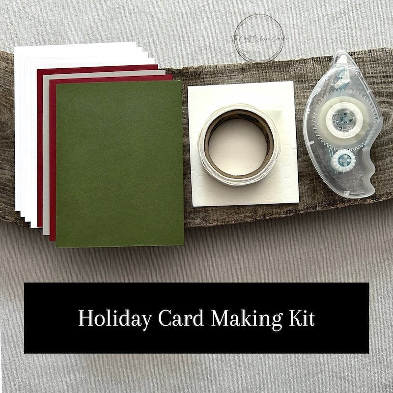 A Christmas card-making kit with 4 pre-cut cards, envelopes, special adhesives, and printed assembly instructions. Each card is made with 80 lb. cardstock and measures 4 1/4" x 5.5" - The Craft Shoppe Canada