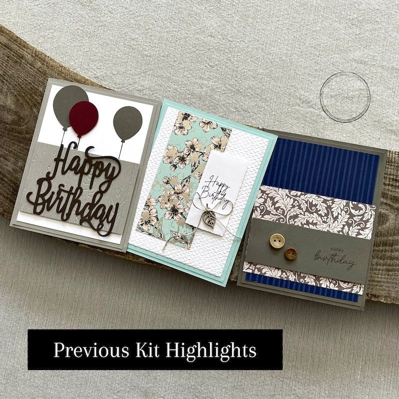 Examples of cards that have been featured in previous subscription boxes - The Craft Shoppe Canada