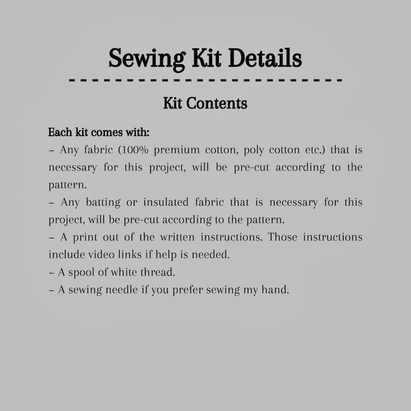 A detailed list of what's included in your sewing kit - The Craft Shoppe Canada