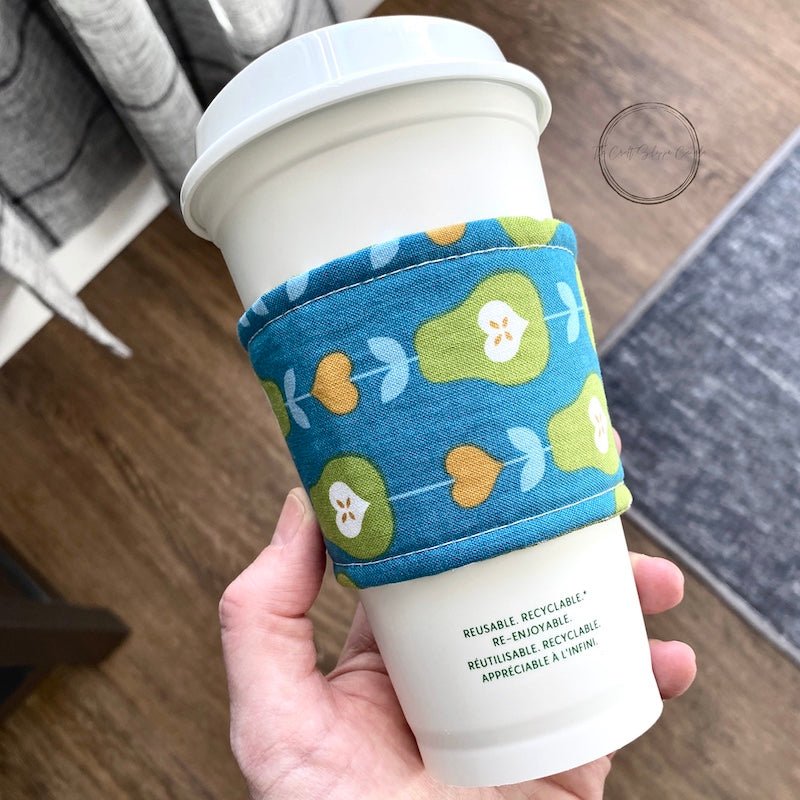 Avocado Print Coffee Sleeve | Eco Friendly Wrap for Tumbler | Reversible Cozy for Cup - The Craft Shoppe Canada