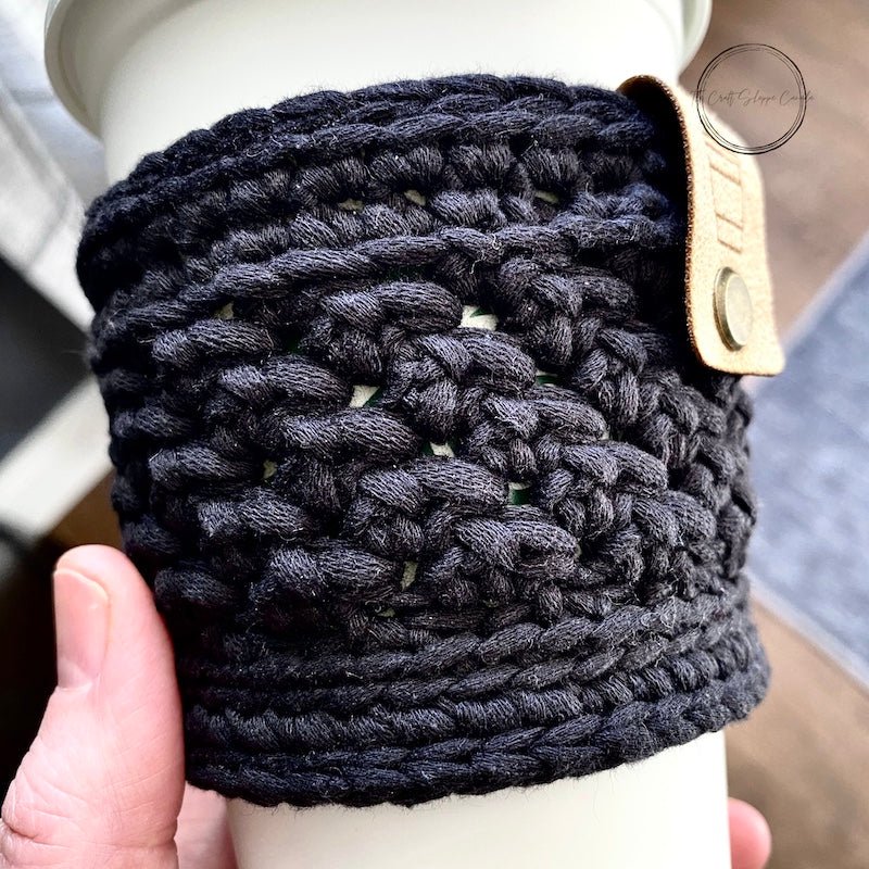 Black Coffee Sleeve | Reusable Mug Wrap | Tea Cozy for Insulated Traveller Cup - The Craft Shoppe Canada