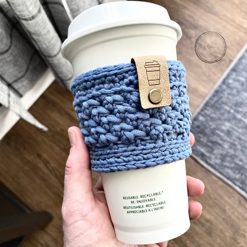 Blue Mug Sleeve | Reusable Coffee Tea Cozy | Wrap for Insulated Traveller Cup - The Craft Shoppe Canada