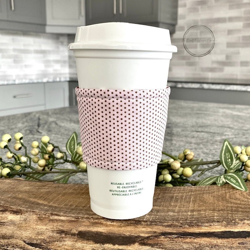 Maroon Coffee Mug Sleeve | Eco Friendly Tumbler Cozy | Reversible Fabric Wrap - The Craft Shoppe Canada